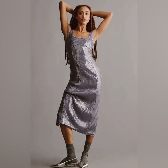 Anthropologie Dresses & Skirts - Anthropologie Pilcro Sequin Slim Midi slip Dress in a lavender color. NWT medium